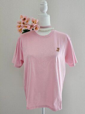 Pink Puppy Embroidery T-Shirt Minimal Tee Size 95/M NWOT